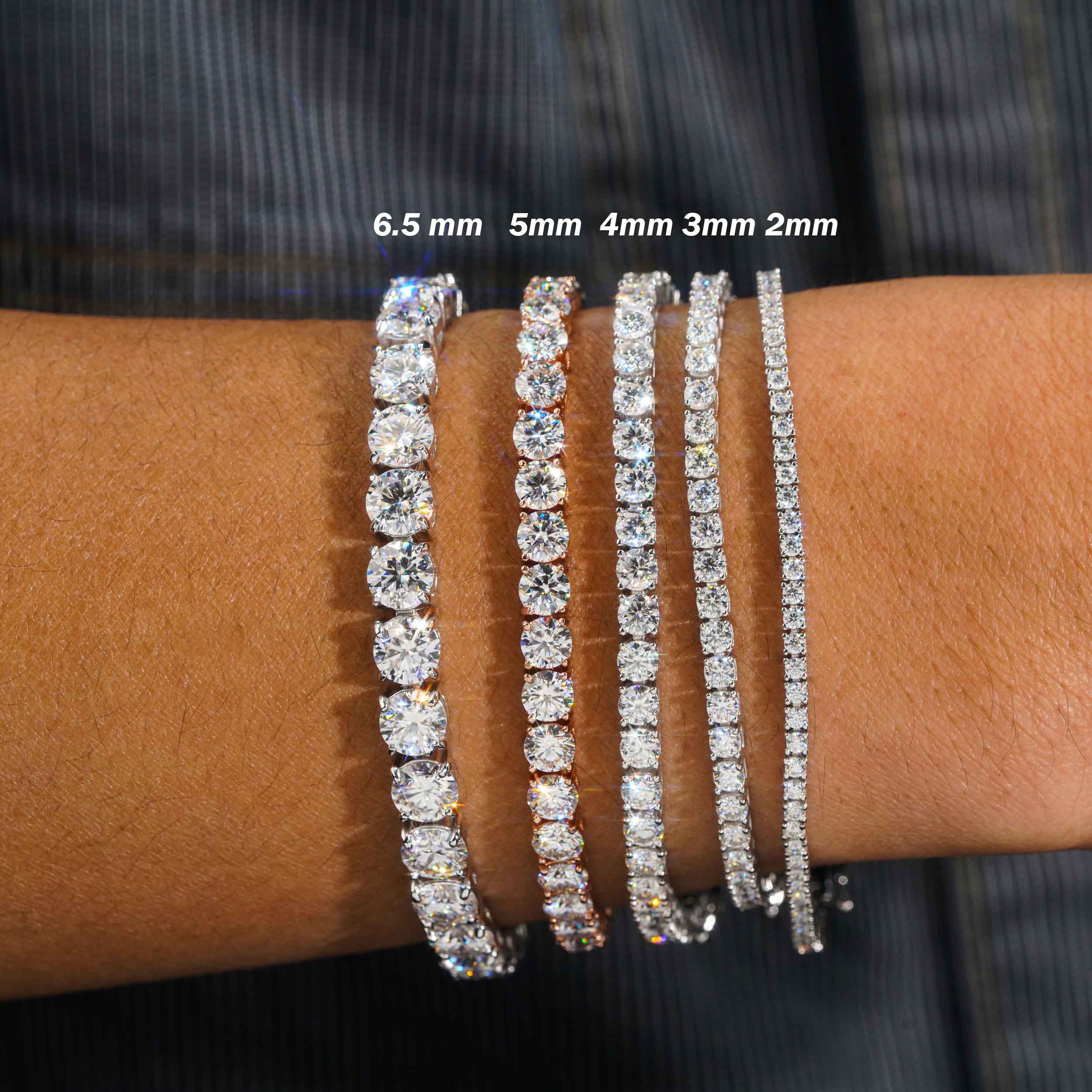 GL 2MM 3MM 4MM 5MM 6.5MM S925 Silver Moissanite Diamond Tennis Chain Bracelet