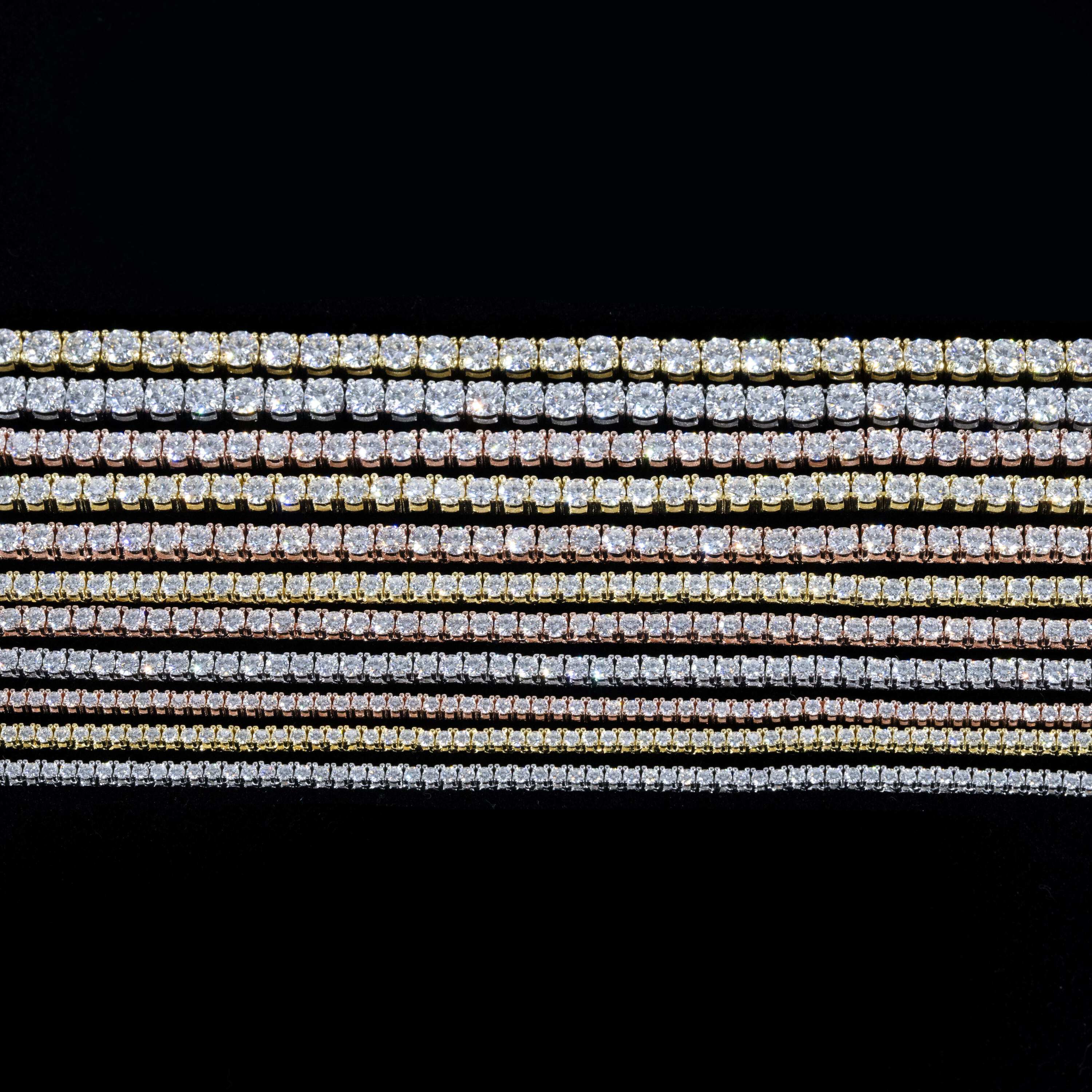 GL 2MM 3MM 4MM 5MM 6.5MM S925 Silver Moissanite Diamond Tennis Chain Bracelet