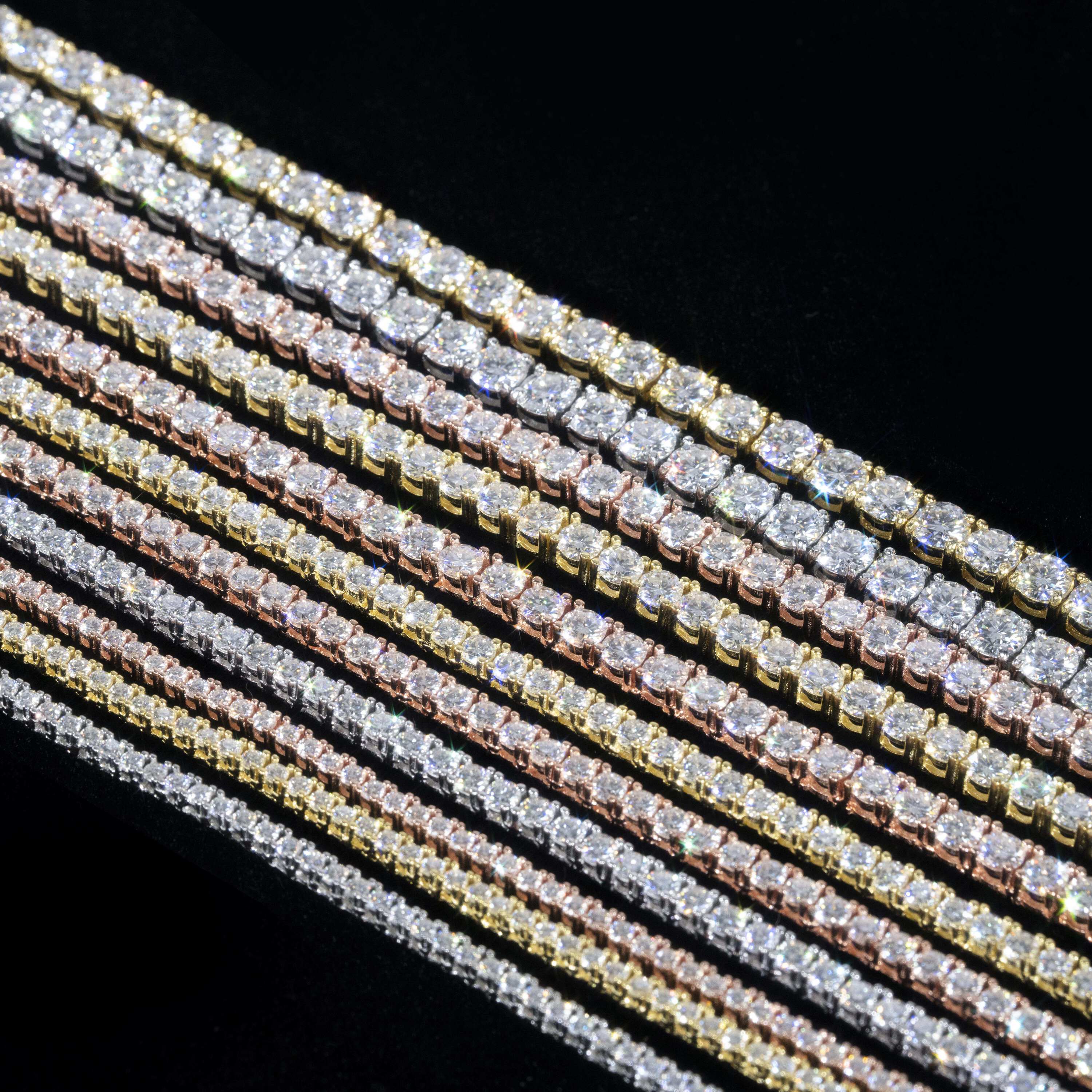 GL 2MM 3MM 4MM 5MM 6.5MM S925 Silver VVS1 Moissanite Tennis Chain Necklace