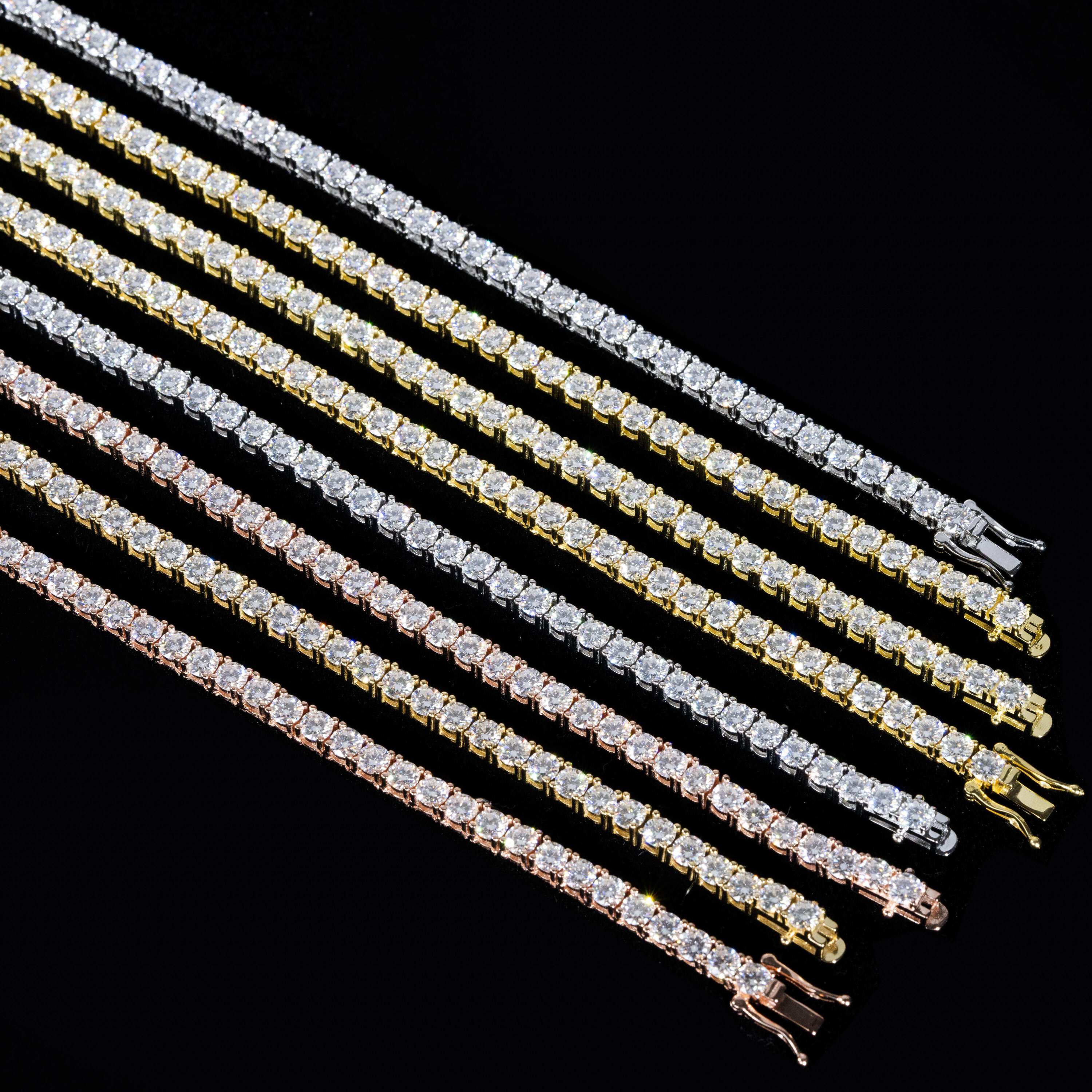GL 2MM 3MM 4MM 5MM 6.5MM S925 Silver VVS1 Moissanite Tennis Chain Necklace