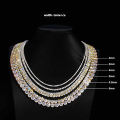 【US 3 Days Delivery】GL 3MM 4 MM 5MM 6.5MM S925 Silver VVS1 Moissanite Tennis Chain Necklace