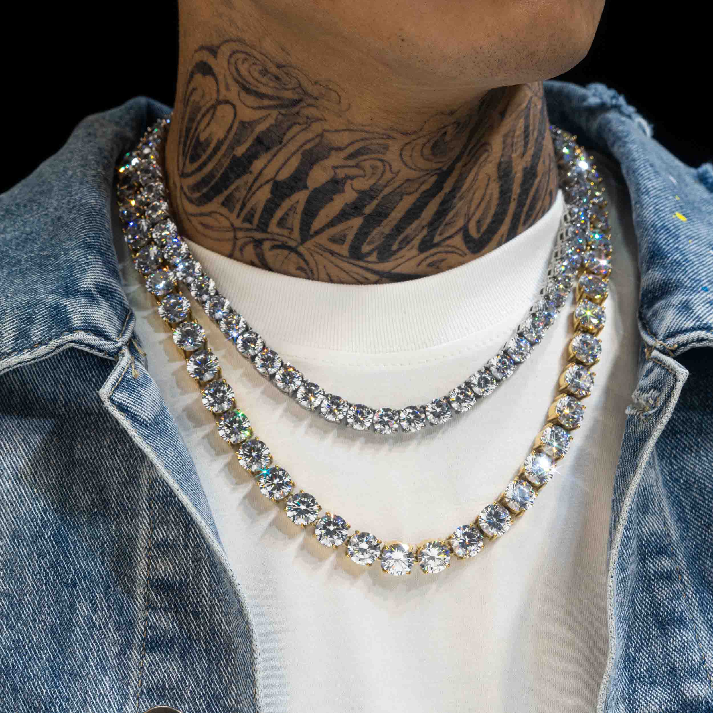 【US 3 Days Delivery】GL 3MM 4 MM 5MM 6.5MM S925 Silver VVS1 Moissanite Tennis Chain Necklace