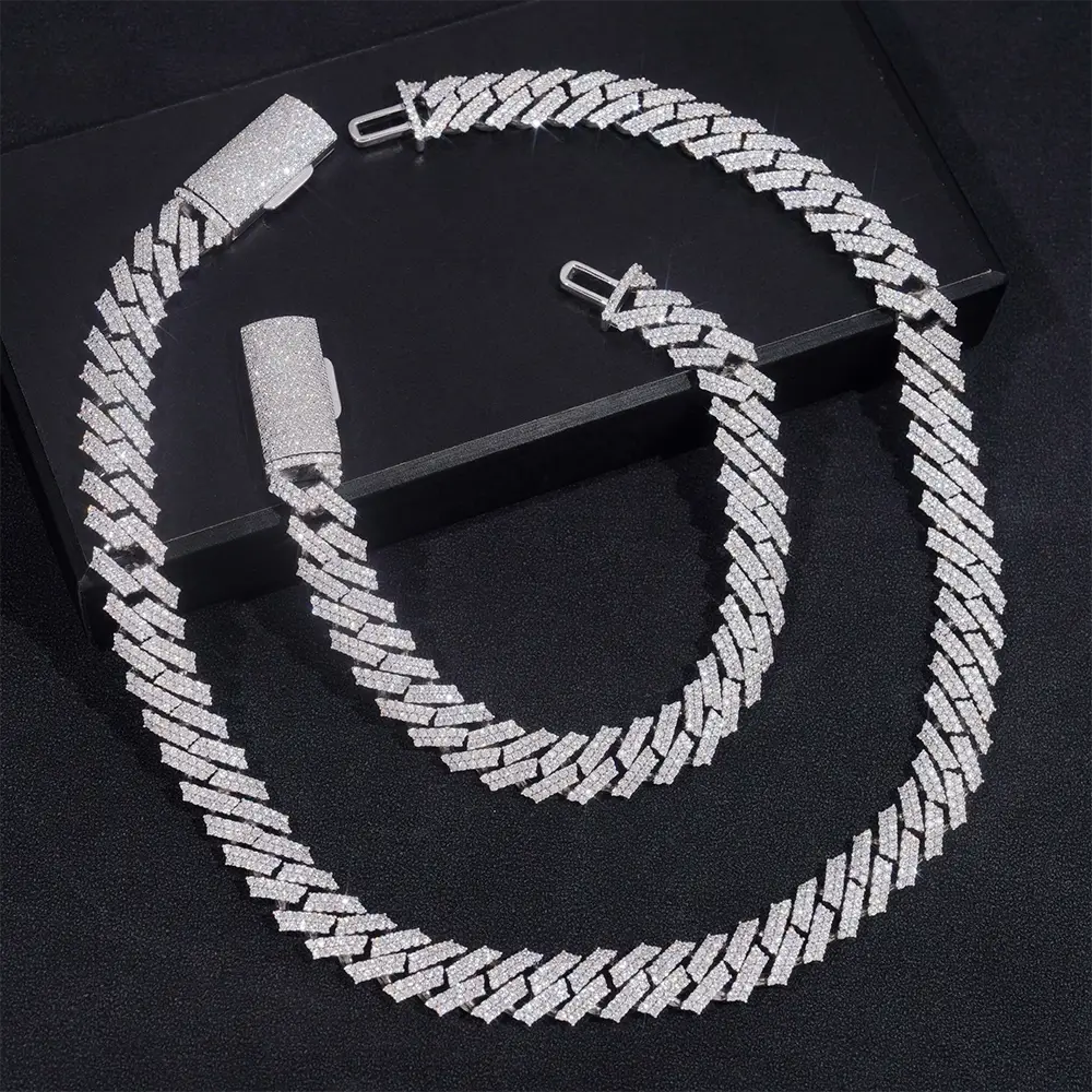 12MM 2Rows VVS Moissanite Cuban Link Chain