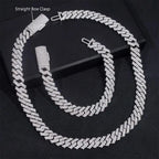 12MM S925 Silver 2 Rows VVS Moissnaite Edge Cuban Link Chain