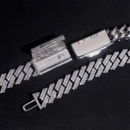 12MM S925 Silver 2 Rows VVS Moissnaite Edge Cuban Link Chain