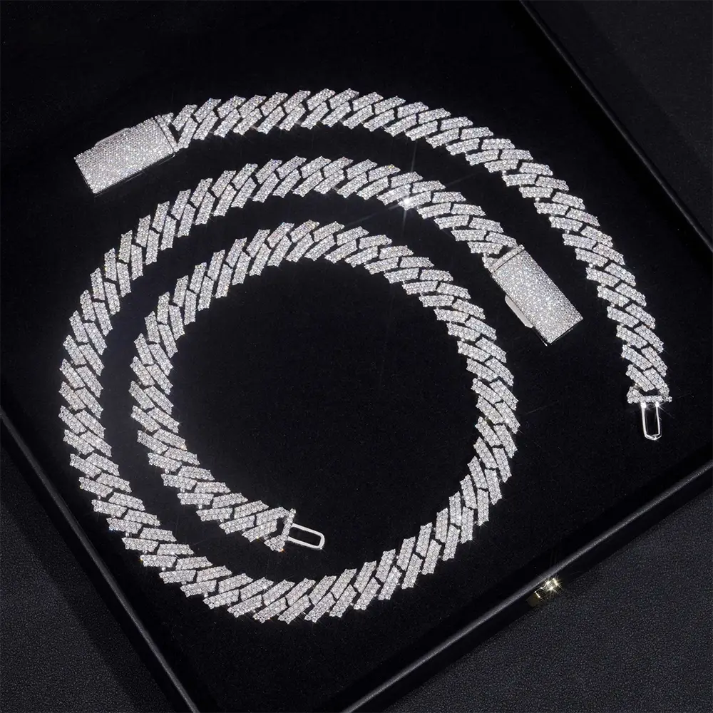 12MM 2Rows VVS Moissanite Cuban Link Chain