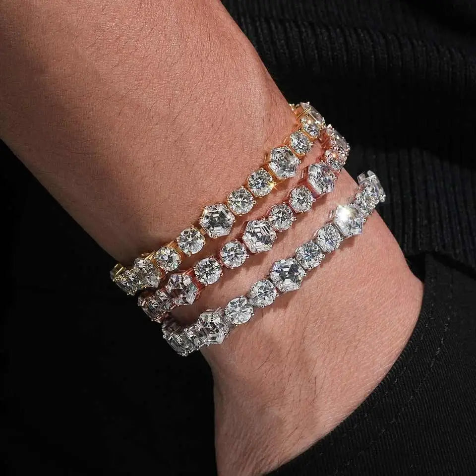 Iced Out Fancy Cut VVS Moissanite Tennis Bracelet 925 Silver Main image