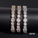 Iced Out Fancy Cut VVS Moissanite Tennis Bracelet 925 Silver