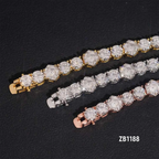 Iced Out Fancy Cut VVS Moissanite Tennis Bracelet 925 Silver