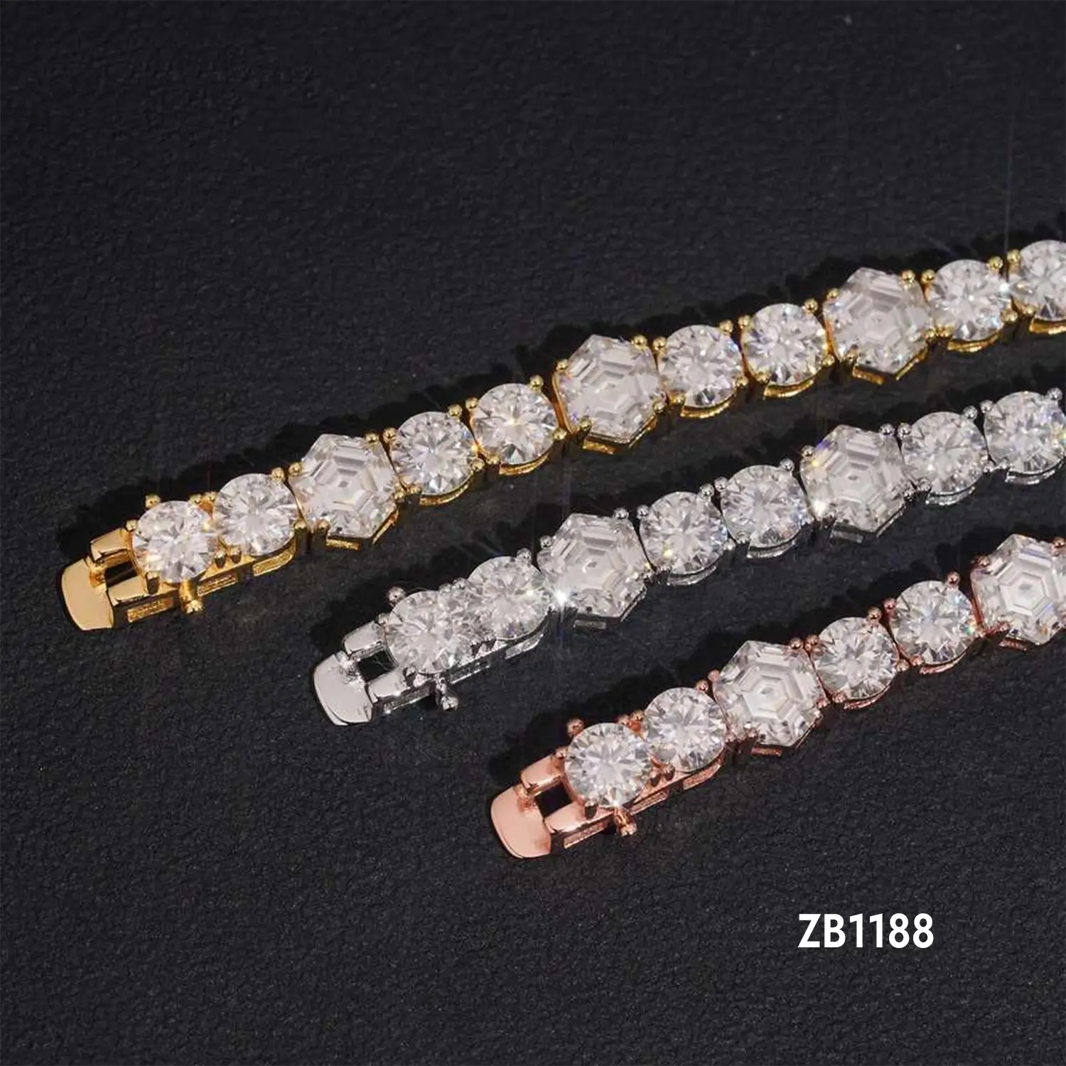 Iced Out Fancy Cut VVS Moissanite Tennis Bracelet 925 Silver