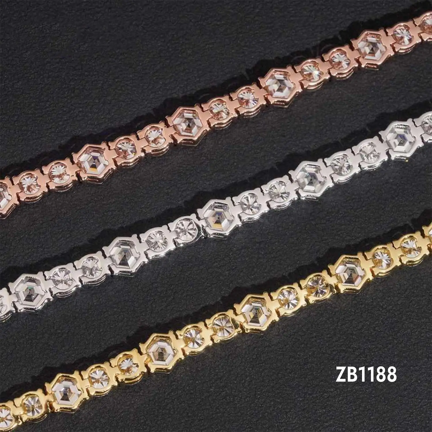 Iced Out Fancy Cut VVS Moissanite Tennis Bracelet 925 Silver