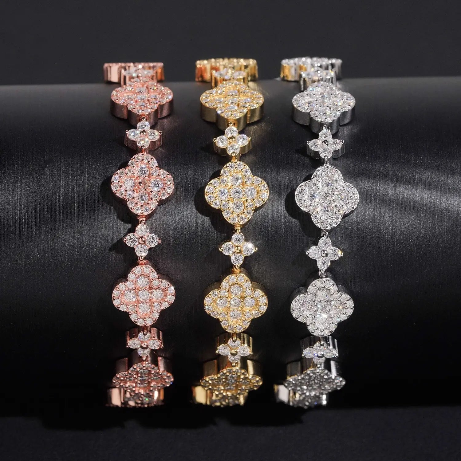 S925 Silver Flower Clover VVS Moissanite Bracelet