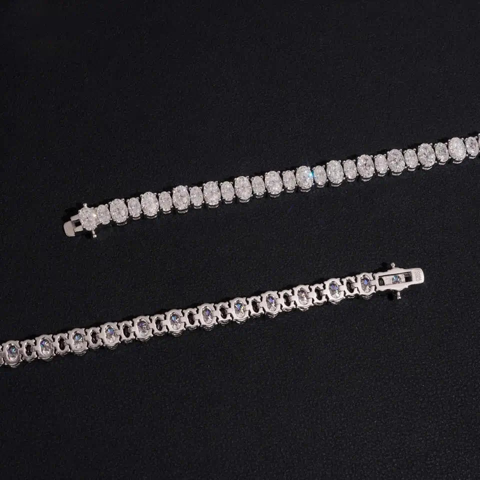 S925 Oval Cut Black Mix White VVS Moissanite Tennis Bracelet