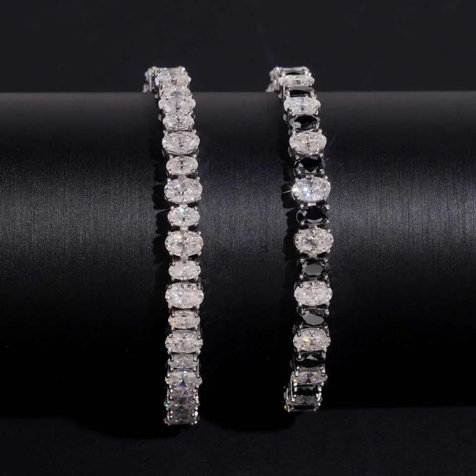 S925 Oval Cut Black Mix White VVS Moissanite Tennis Bracelet Secondary image