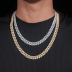 10MM S925 Silver 2 Rows Miami Hip Hop VVS Moissanite Cuban Chain