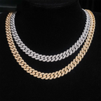 10MM S925 Silver 2 Rows Miami Hip Hop VVS Moissanite Cuban Chain