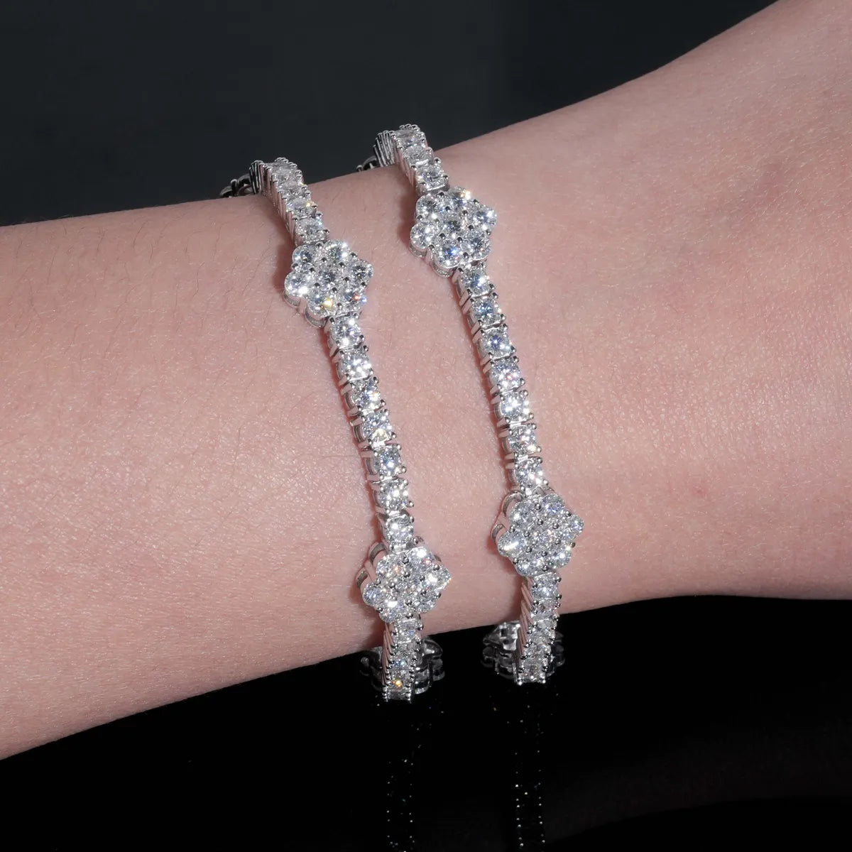 GL 3mm Flower 925 Silver Moissanite Tennis Chain Image secondaire du produit