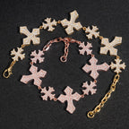 GL S925 Moissanite Diamond Pave Royal Cross Link Bracelet