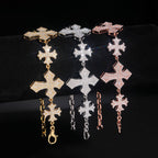 GL S925 Moissanite Diamond Pave Royal Cross Link Bracelet