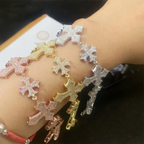 GL S925 Moissanite Diamond Pave Royal Cross Link Bracelet