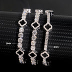 GL Black Onyx Clover 925 Silver Moissanite 3mm 5mm Tennis Chain