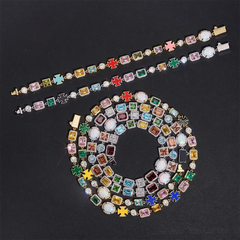 GL 5A Colored Zircon Combination White Opal Sparkling Necklace