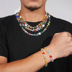 GL 5A Colored Zircon Combination White Opal Sparkling Necklace