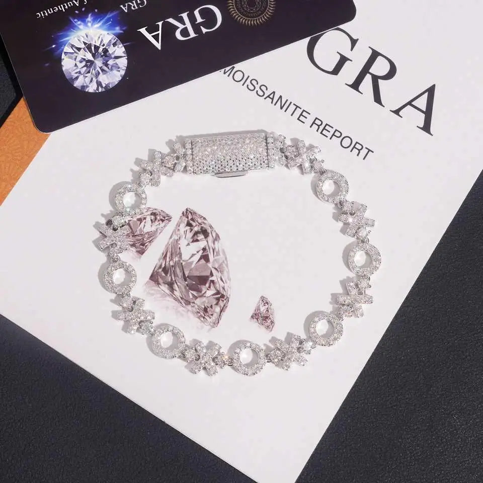 8MM XO VVS Moissanite Bracelet 925 Silver