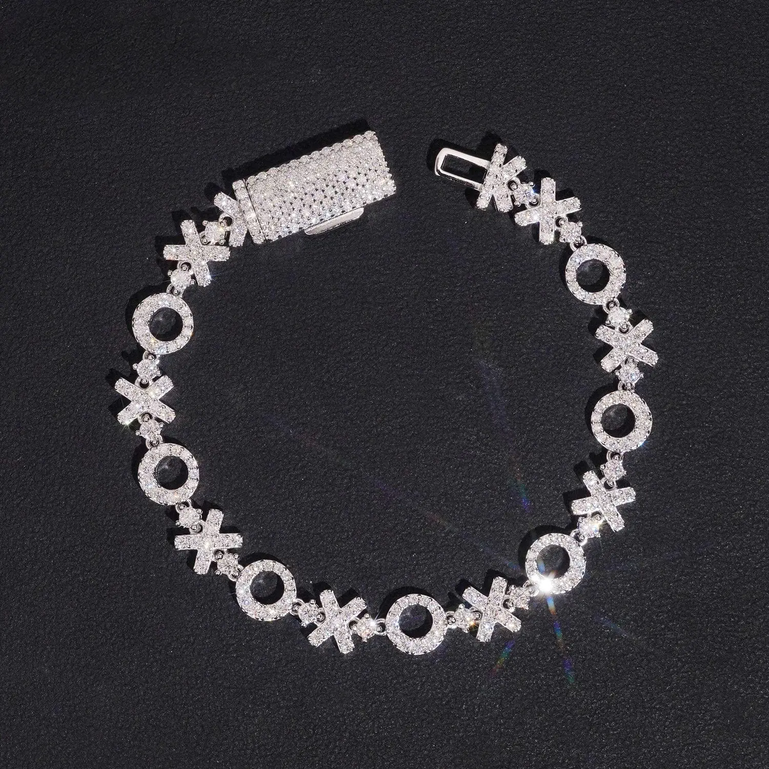 8MM XO VVS Moissanite Bracelet 925 Silver