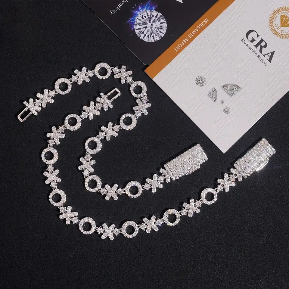 8MM XO VVS Moissanite Bracelet 925 Silver