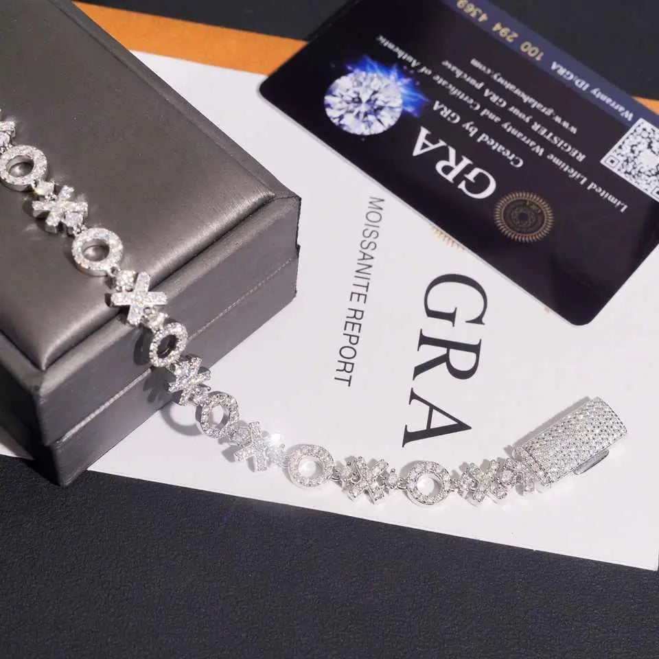 8MM XO VVS Moissanite Bracelet 925 Silver