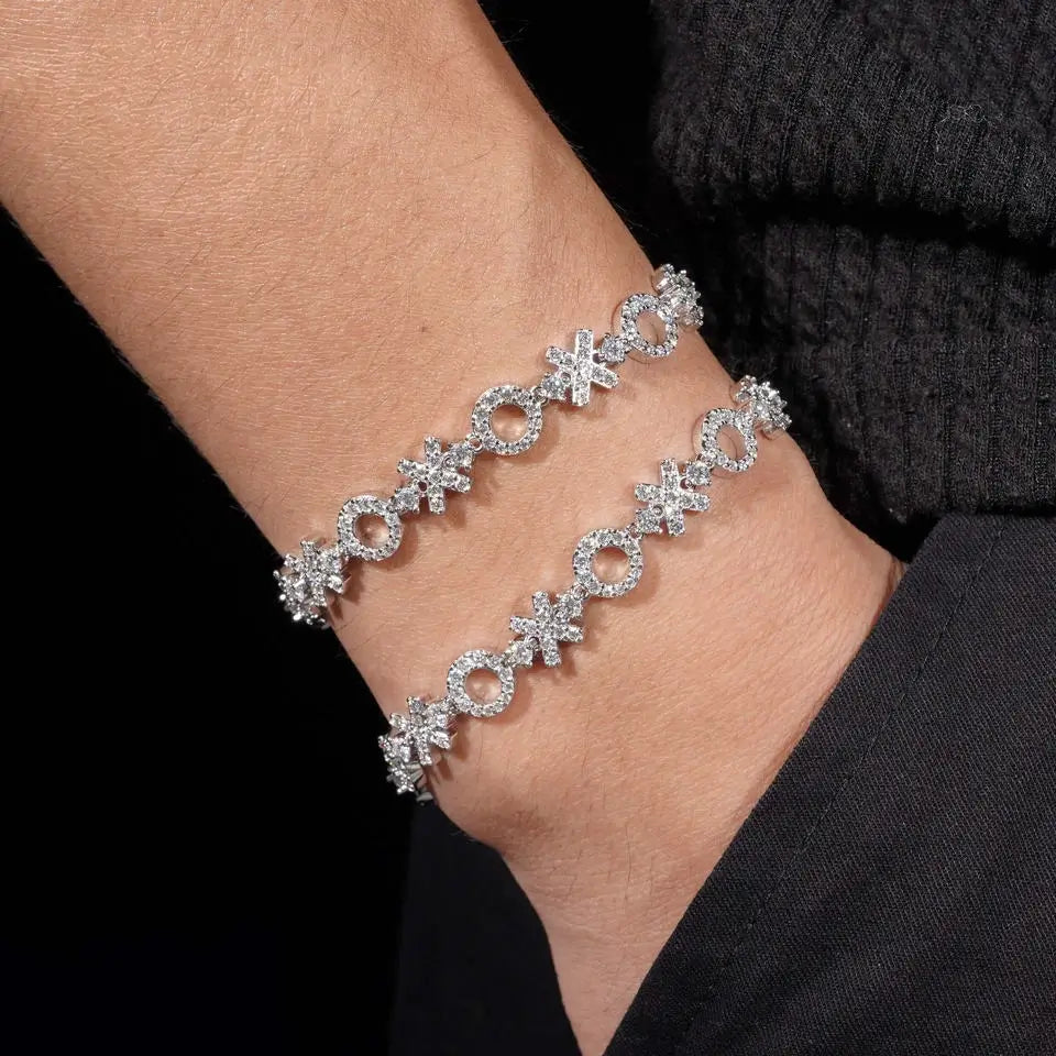 8MM XO VVS Moissanite Bracelet 925 Silver
