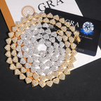 8MM S925 Silver Heart Shaped VVS Moissanite Cuban Link Chain
