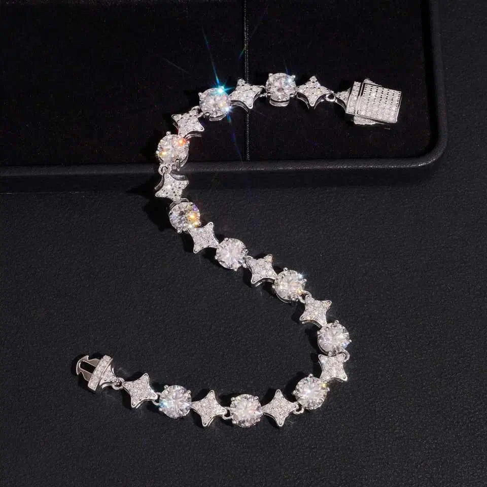 VVS Moissanite 8mm Starburst Tennis Bracelet S925 Silver