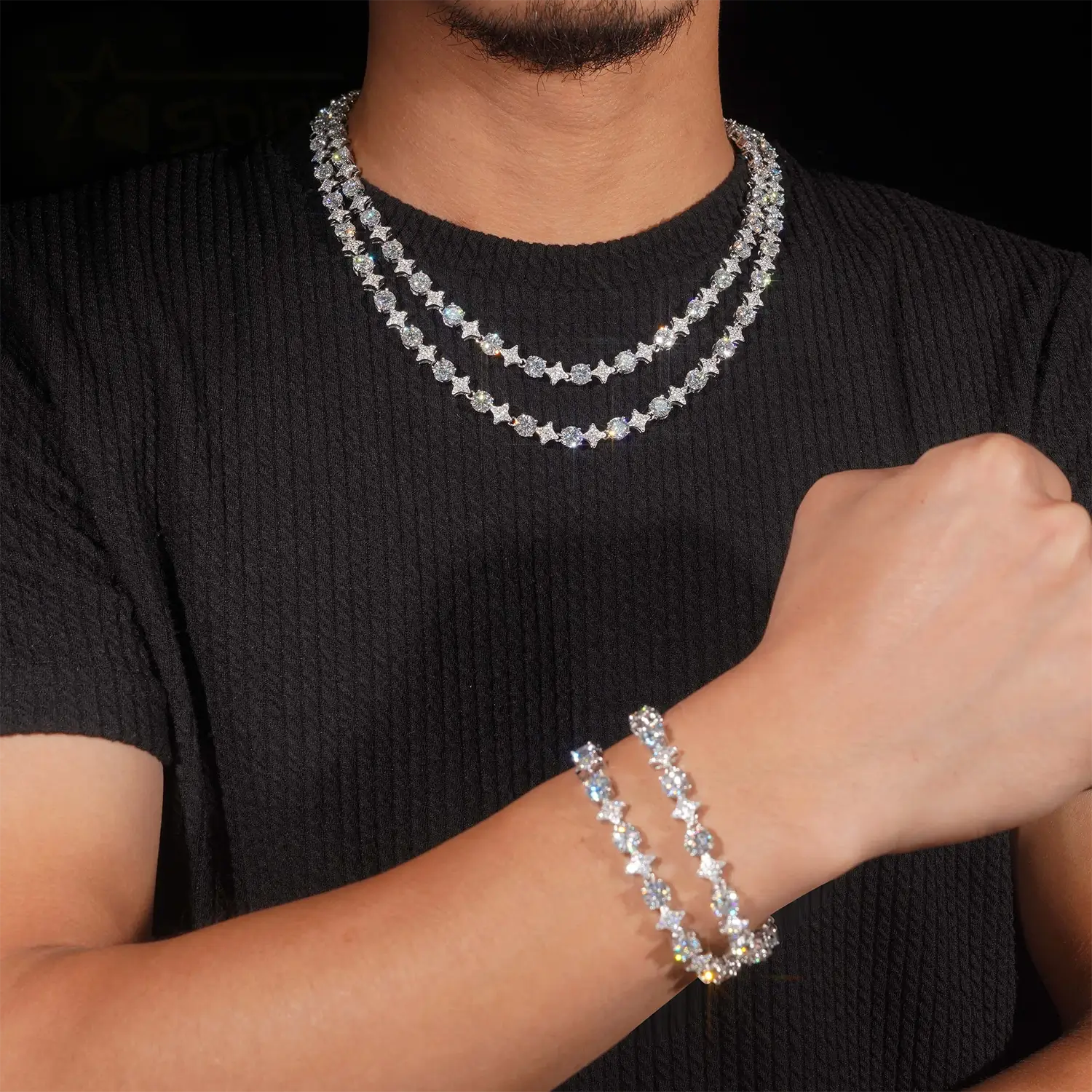 VVS Moissanite 8mm Starburst Tennis Bracelet S925 Silver