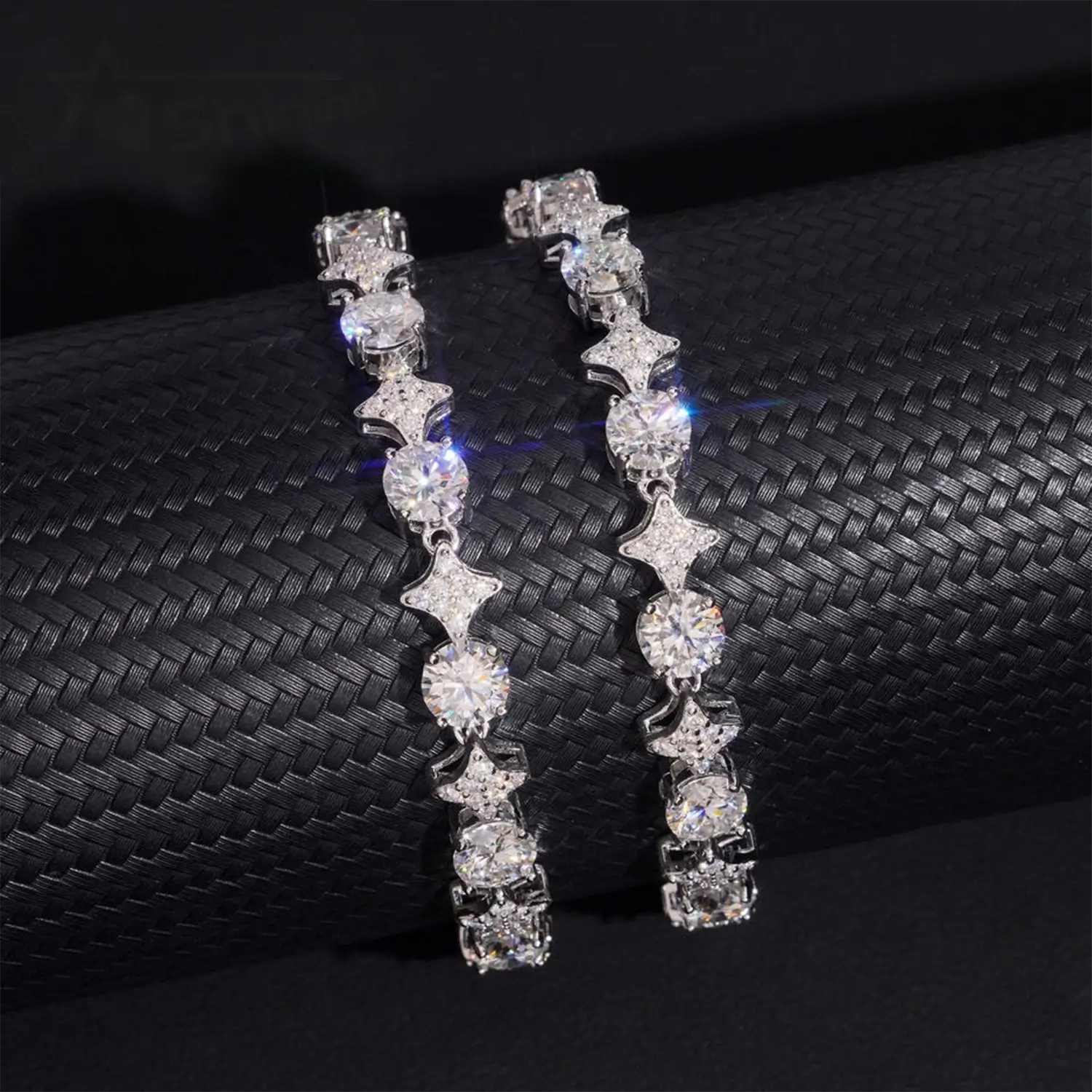 VVS Moissanite 8mm Starburst Tennis Bracelet S925 Silver