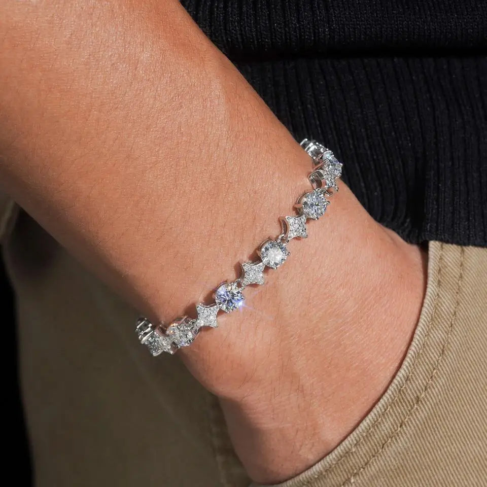 VVS Moissanite 8mm Starburst Tennis Bracelet S925 Silver
