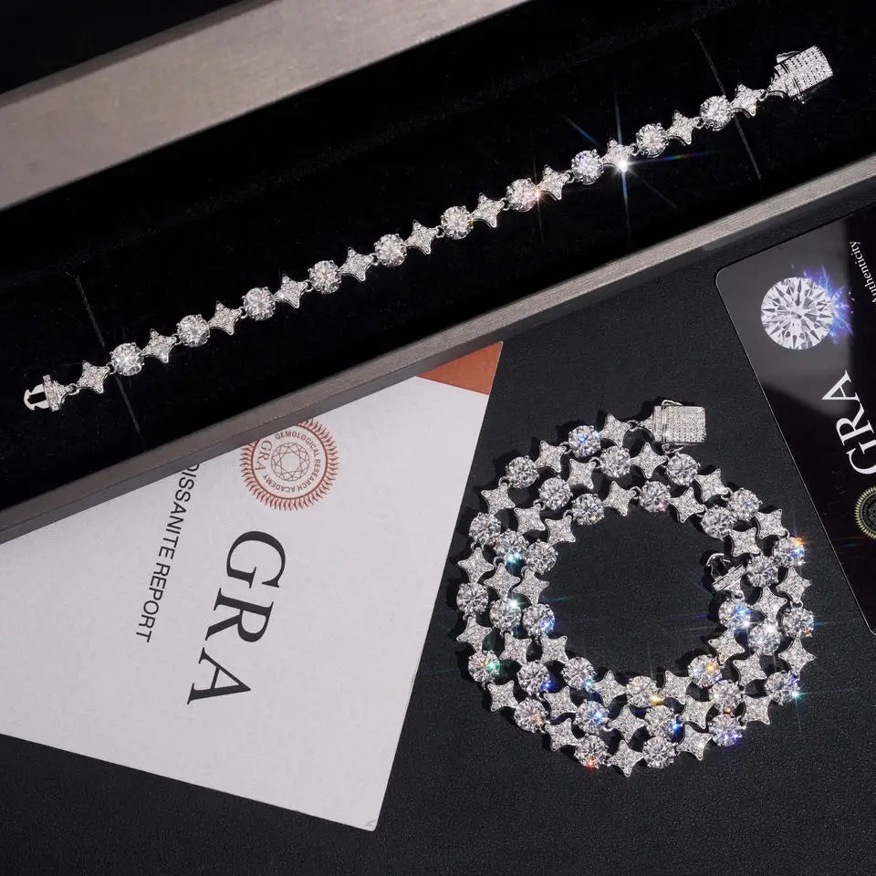 VVS Moissanite 8mm Starburst Tennis Bracelet S925 Silver