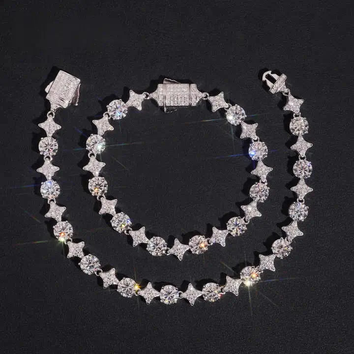 VVS Moissanite 8mm Starburst Tennis Bracelet S925 Silver