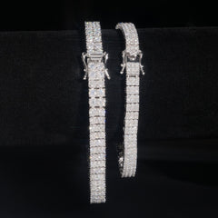 GL Iced Out S925 Silver Double Row Moissanite Diamond Tennis Necklace