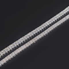 GL Iced Out S925 Silver Double Row Moissanite Diamond Tennis Necklace