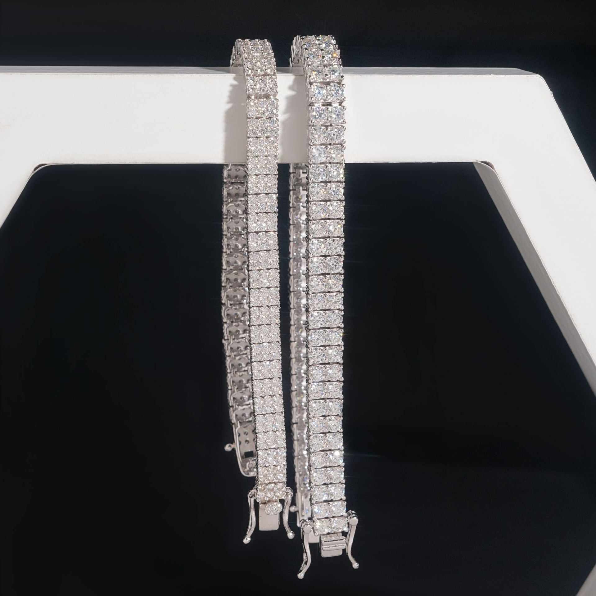 GL Iced Out S925 Silver Double Row Moissanite Diamond Tennis Necklace