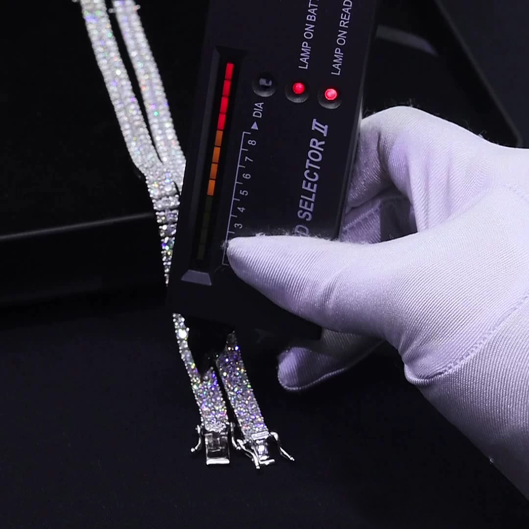 GL Iced Out S925 Silver Double Row Moissanite Diamond Tennis Necklace Secondary image