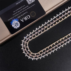 GL S925 Silver 3 Prong Moissanite Diamond Tennis Chain