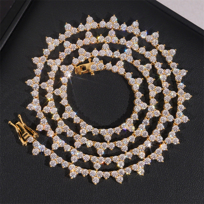 GL S925 Silver 3 Prong Moissanite Diamond Tennis Chain Secondary image