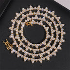 GL S925 Silver 3 Prong Moissanite Diamond Tennis Chain