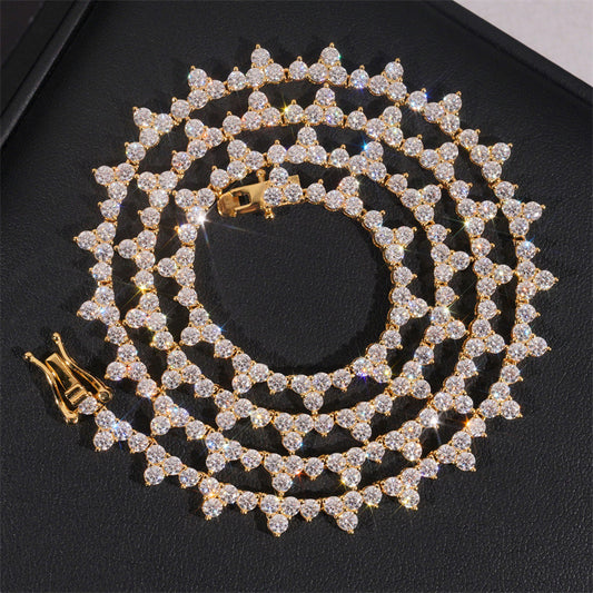 GL S925 Silver 3 Prong Moissanite Diamond Tennis Chain