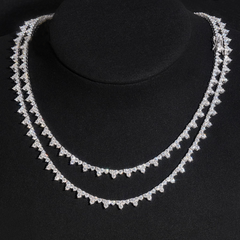 GL S925 Silver 3 Prong Moissanite Diamond Tennis Chain