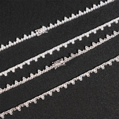 GL S925 Silver 3 Prong Moissanite Diamond Tennis Chain