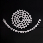8MM S925 Silver Heart Shaped VVS Moissanite Cuban Link Chain Bracelet